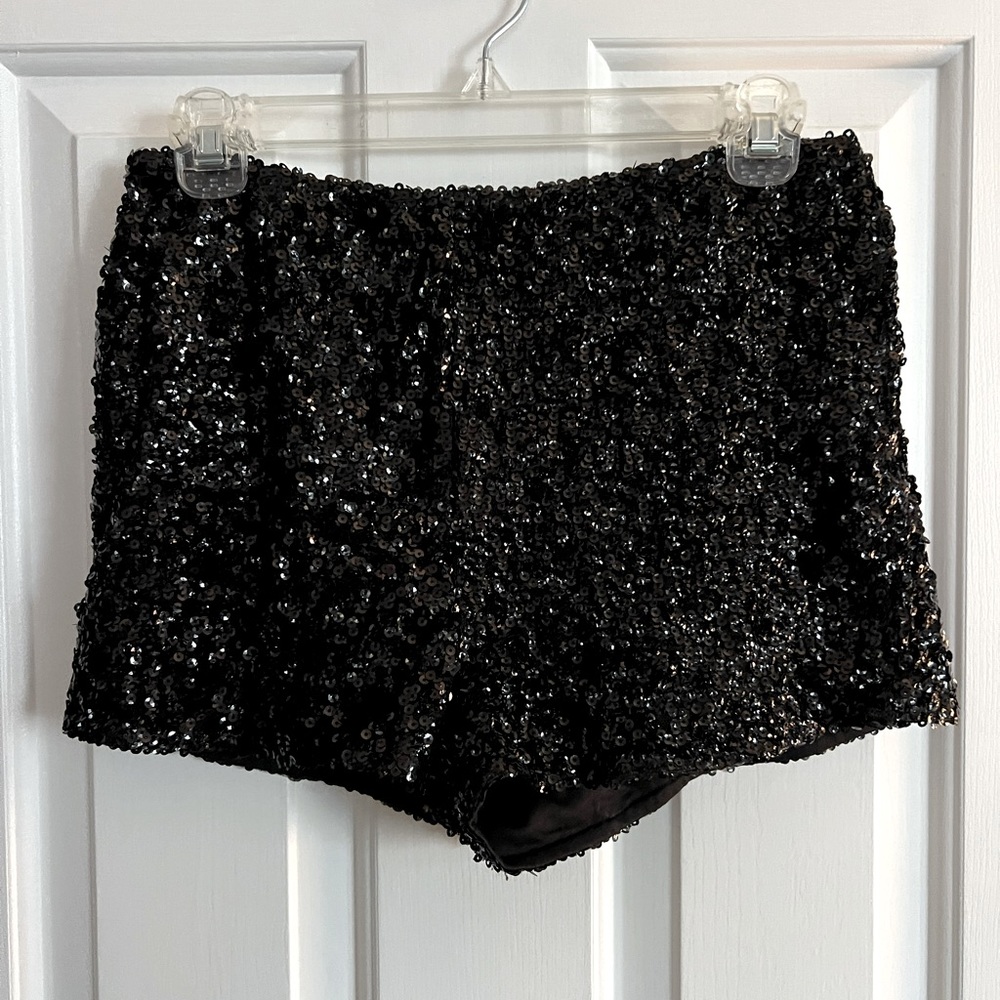 Sequin zip shorts